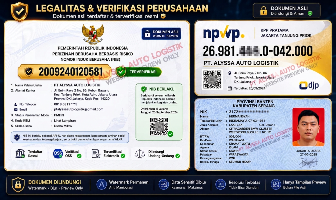 Dokumen Legalitas PT Alyssa Auto Logistik